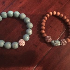 Stella and Dot Wood, Bling & Turquoise Bracelet's